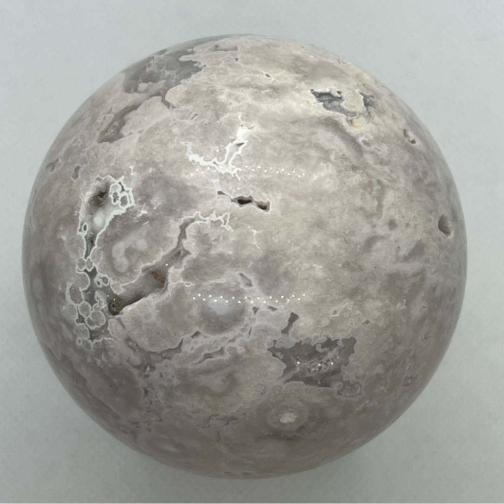 Genuine Flower Agate Sphere with Druzy approx 2 1/2” wide Natural Stone
